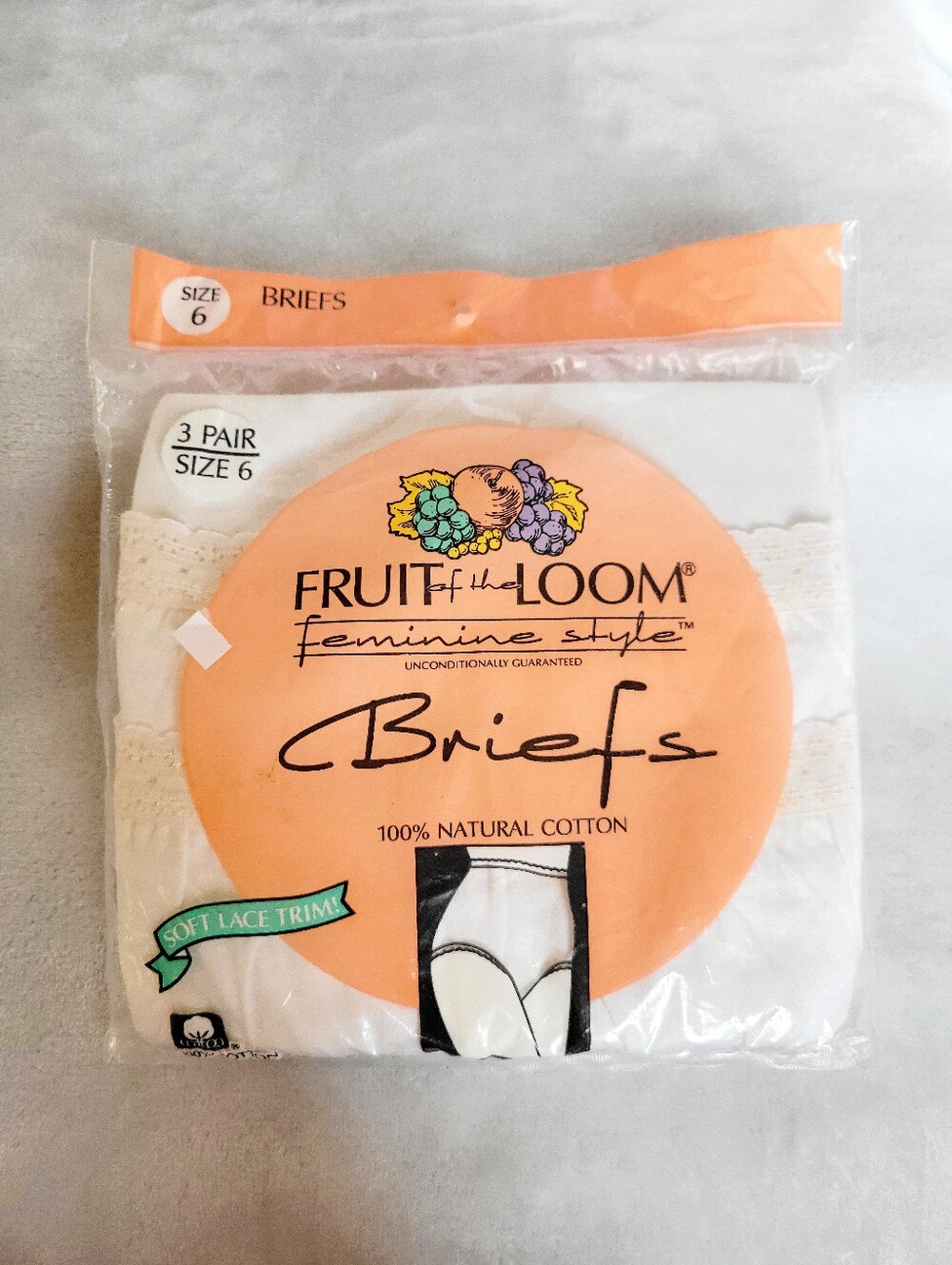Vintage 90s FRUIT Of The LOOM Briefs 3 Pairs White Granny Panties Size 6 (M) New